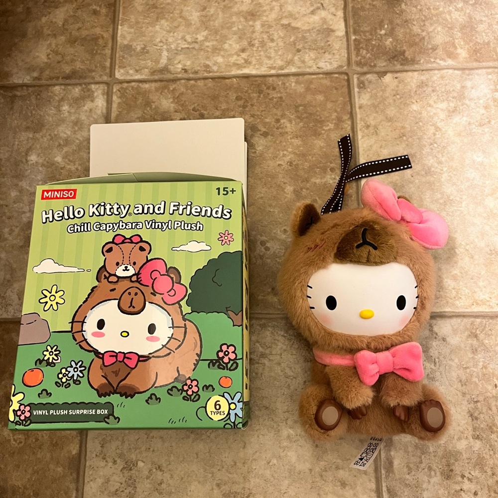 Hello Kitty Capybara Plush - Brown and Pink